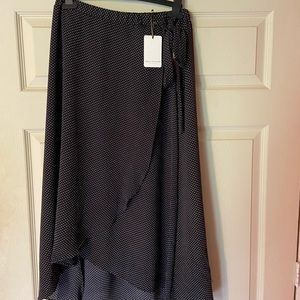 High-Waisted Midi Polka Dot Skirt